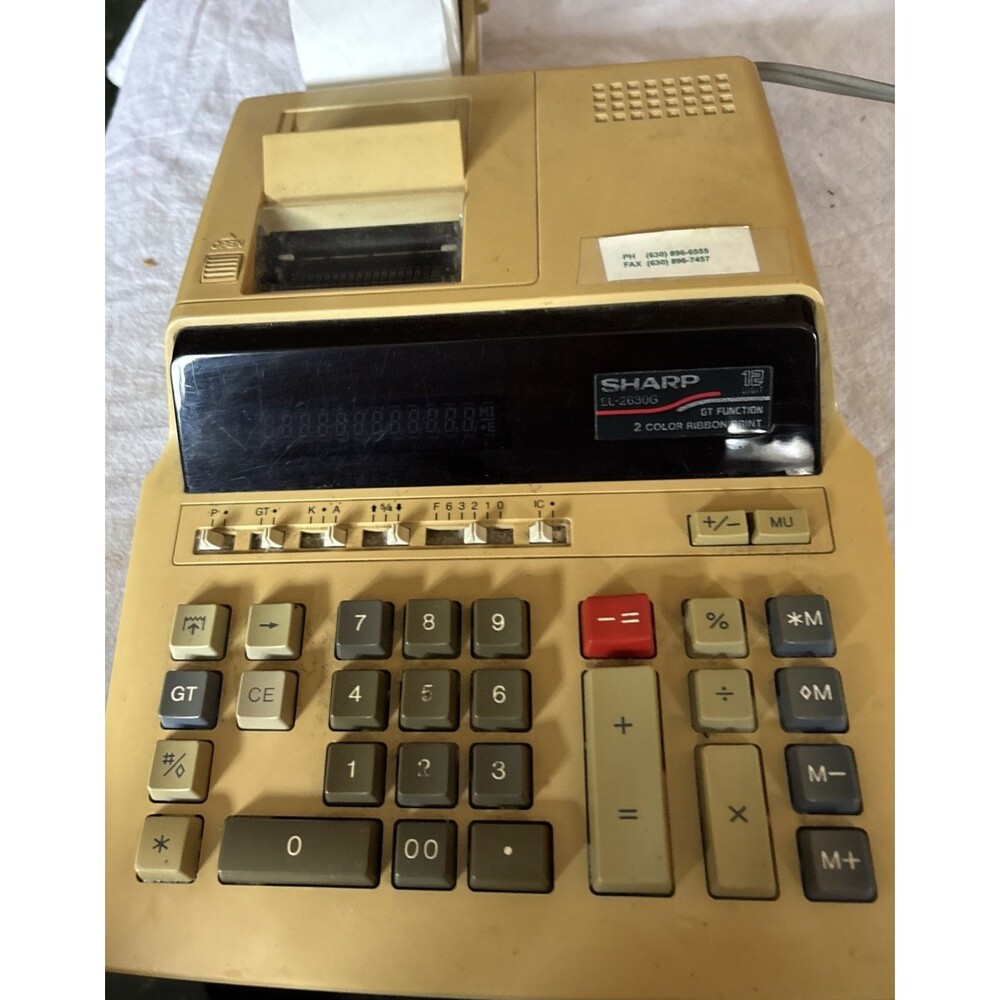 Sharp EL-2630P III Printing Calculator Tested EUC FREE SHIPPING WORKS GREAT